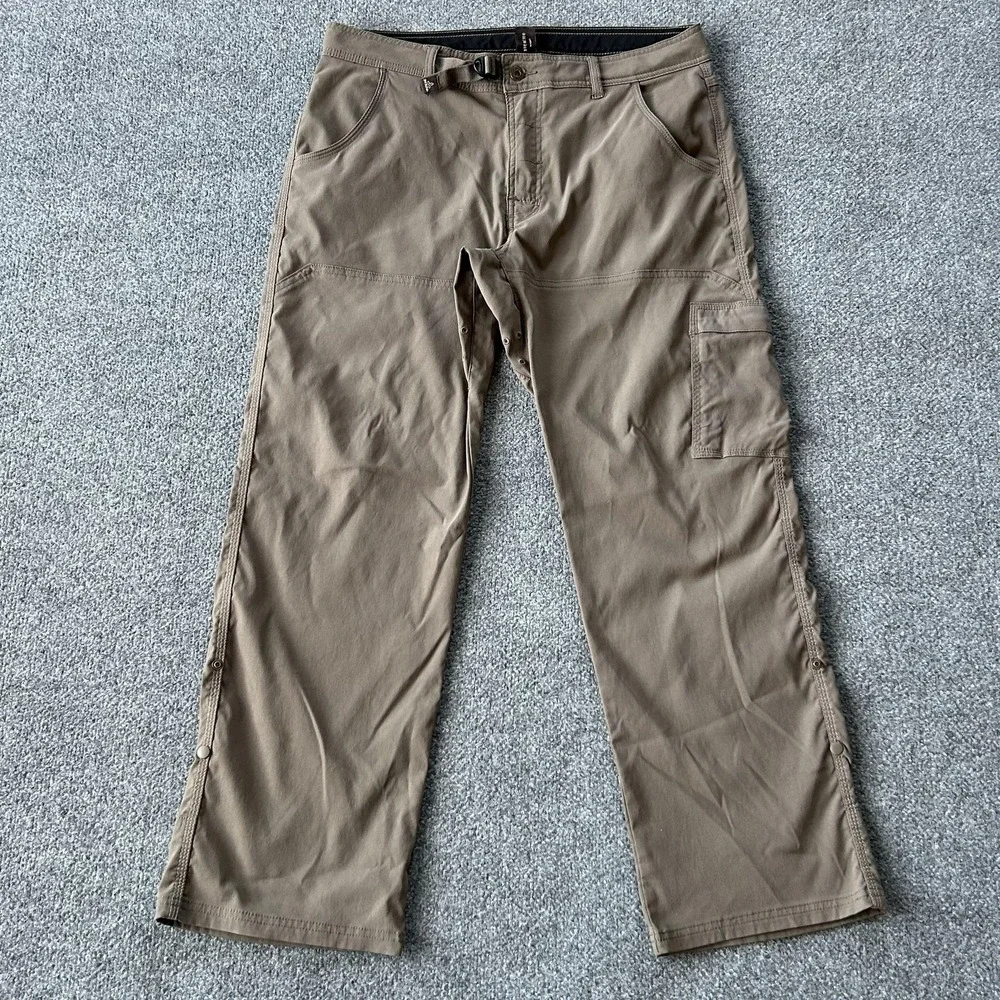 Prana Breathe Pants Mens Large 30L Brown Nylon Hiking Cargo Style‎ MAST30111